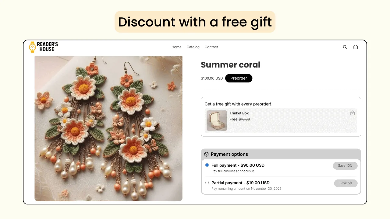 Offer preorder discount with a free gift