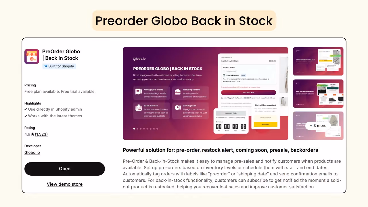 Preorder Globo Back in Stock
