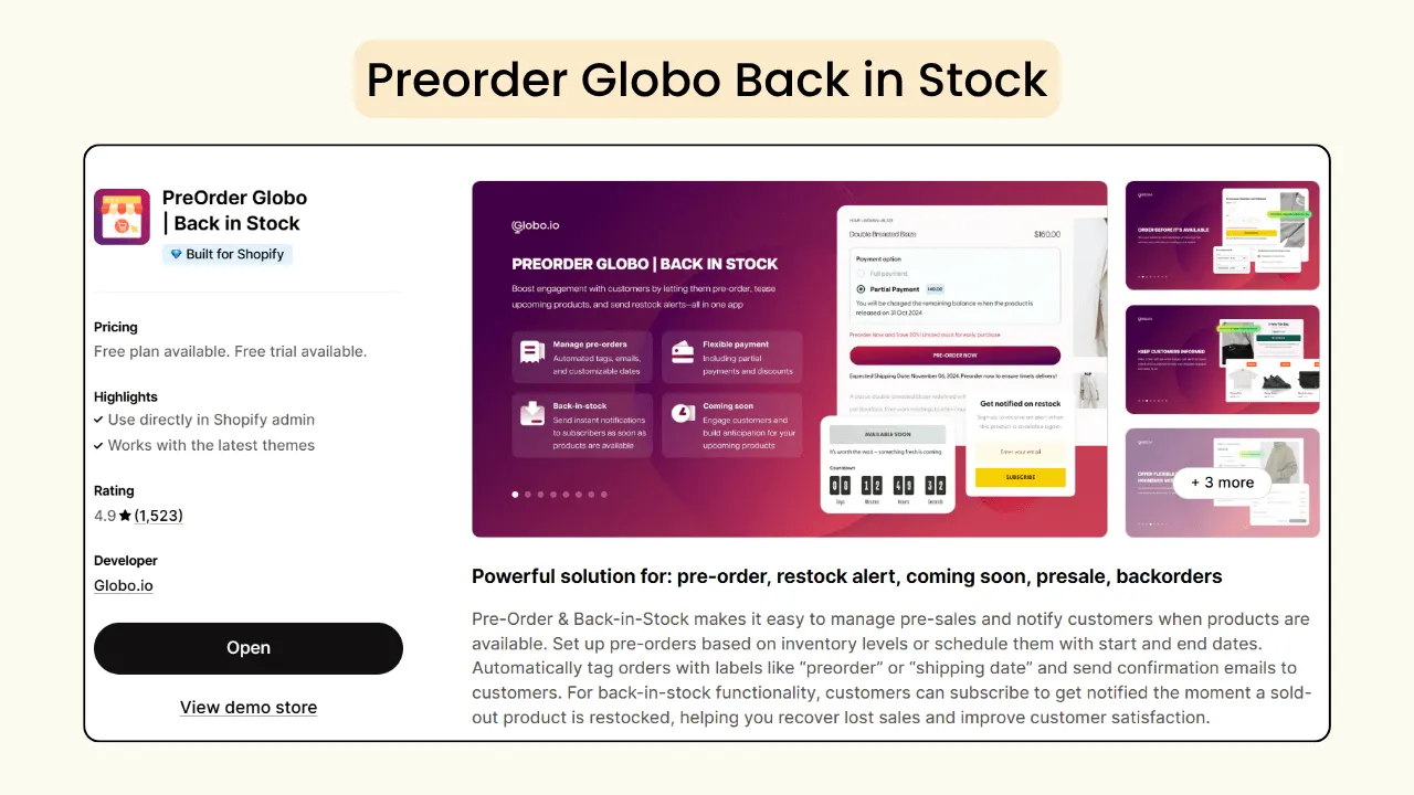 Preorder Globo Back in Stock