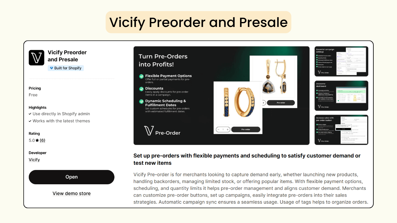 Vicify preorder and presale app