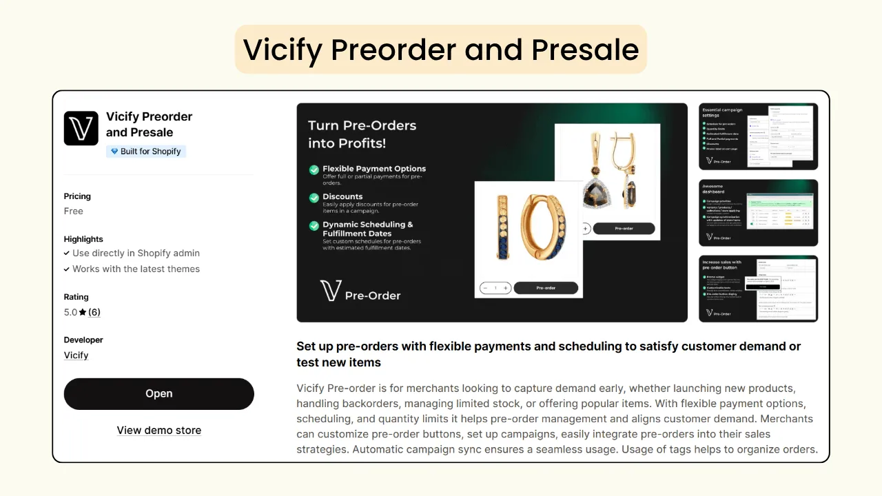Vicify preorder and presale app