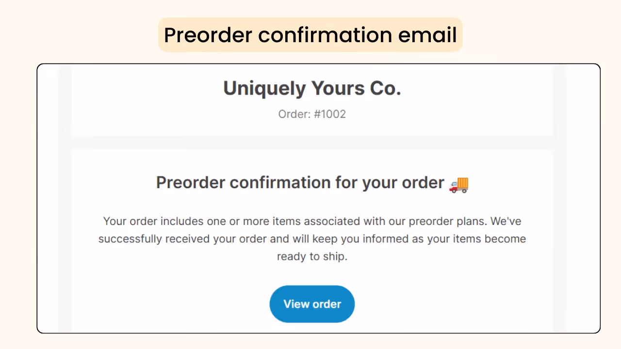Preorder confirmation mail