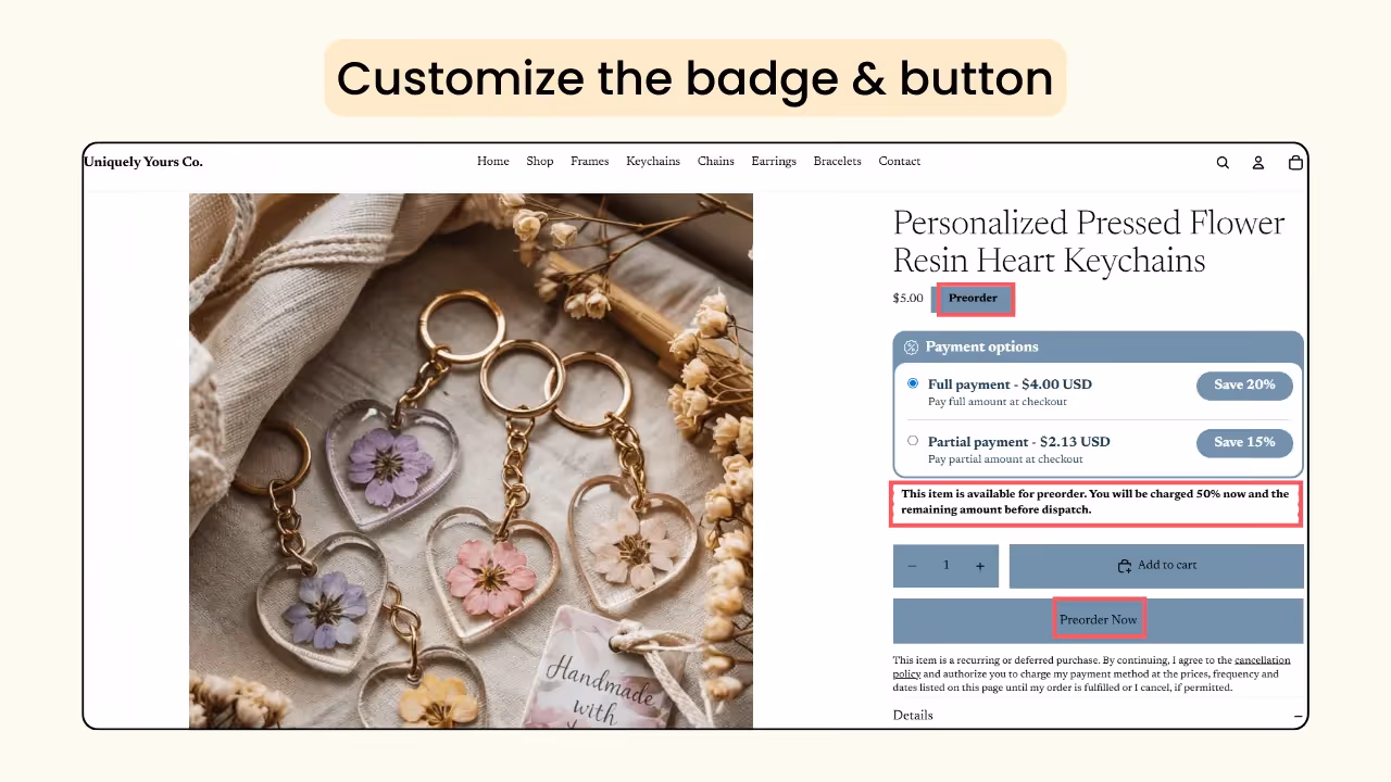 Customize the badge & button
