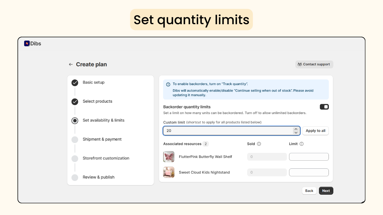 quantity limits