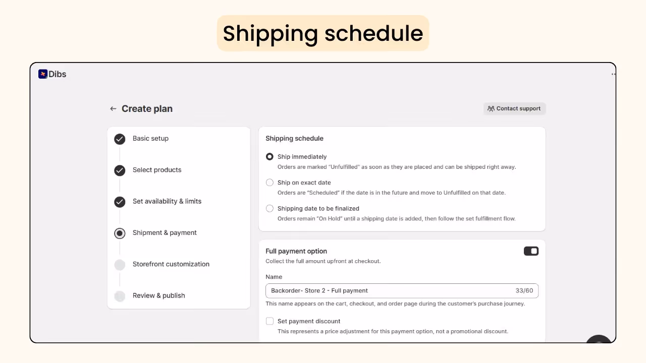 shipping date