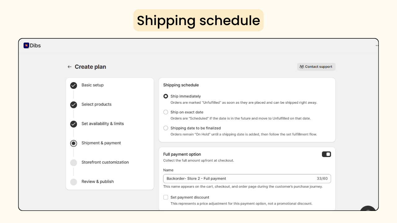 shipping date