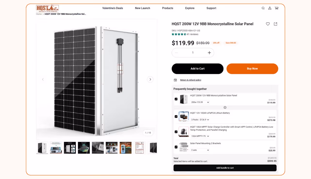 Shopify Frequently bought together list layout store front