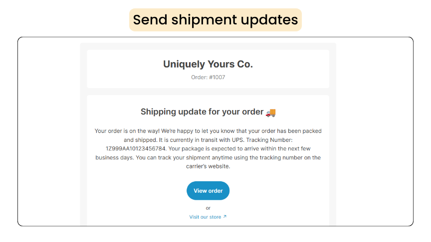 Shipping updates