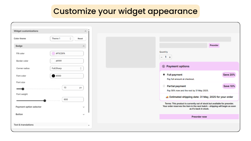 Customize the widget