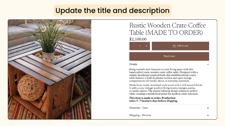update product page