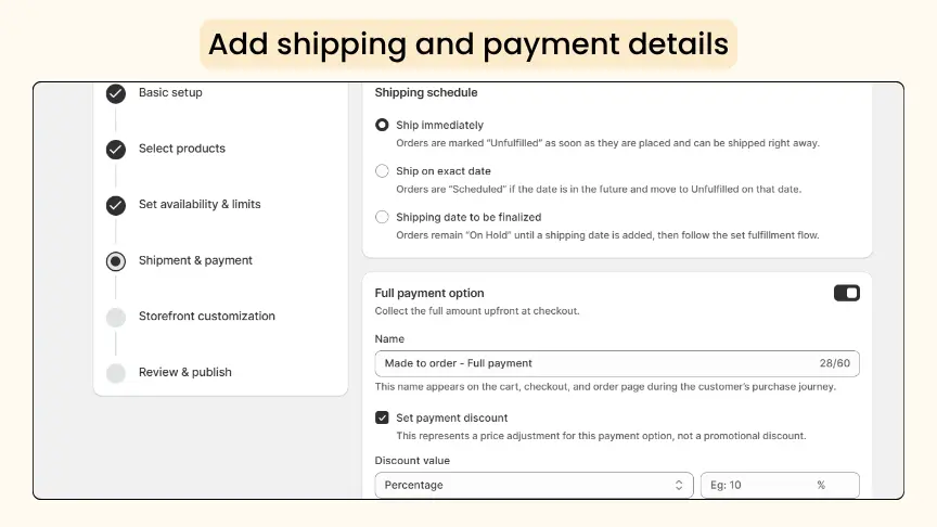 Add payment details