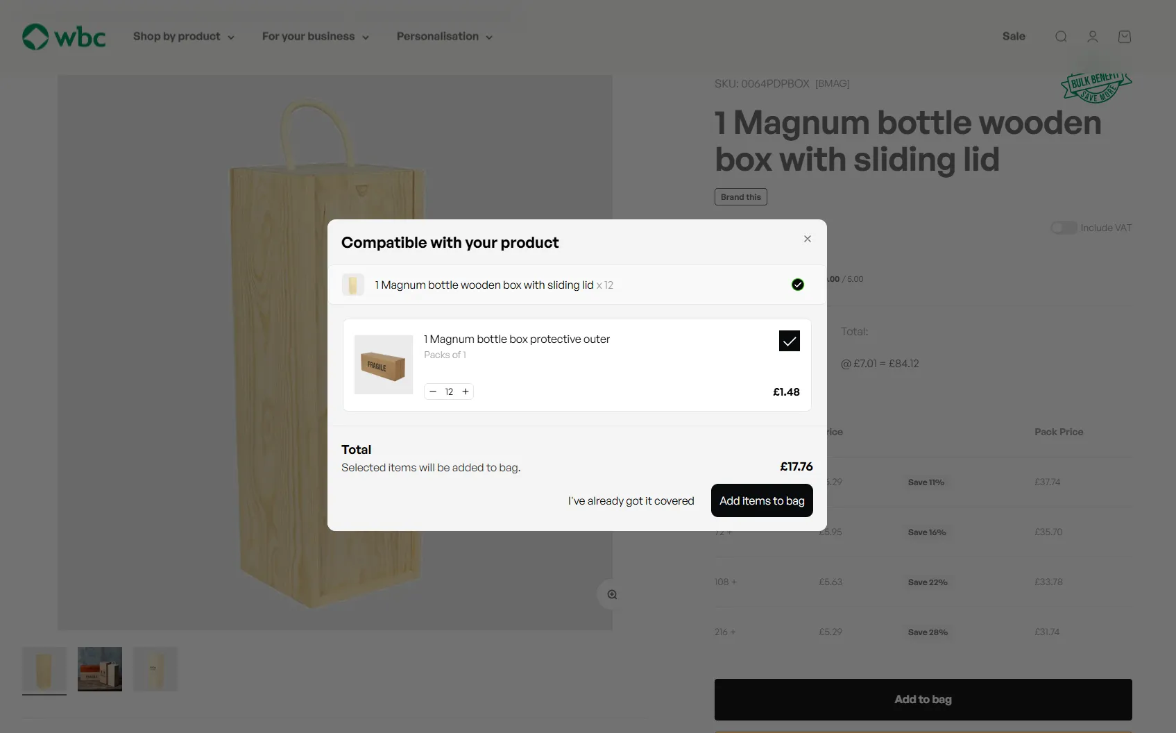 Wbc-product add-ons pop-up - Selleasy