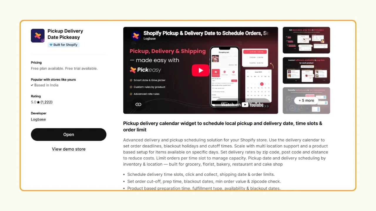 Best Shopify local delivery app - Pickeasy