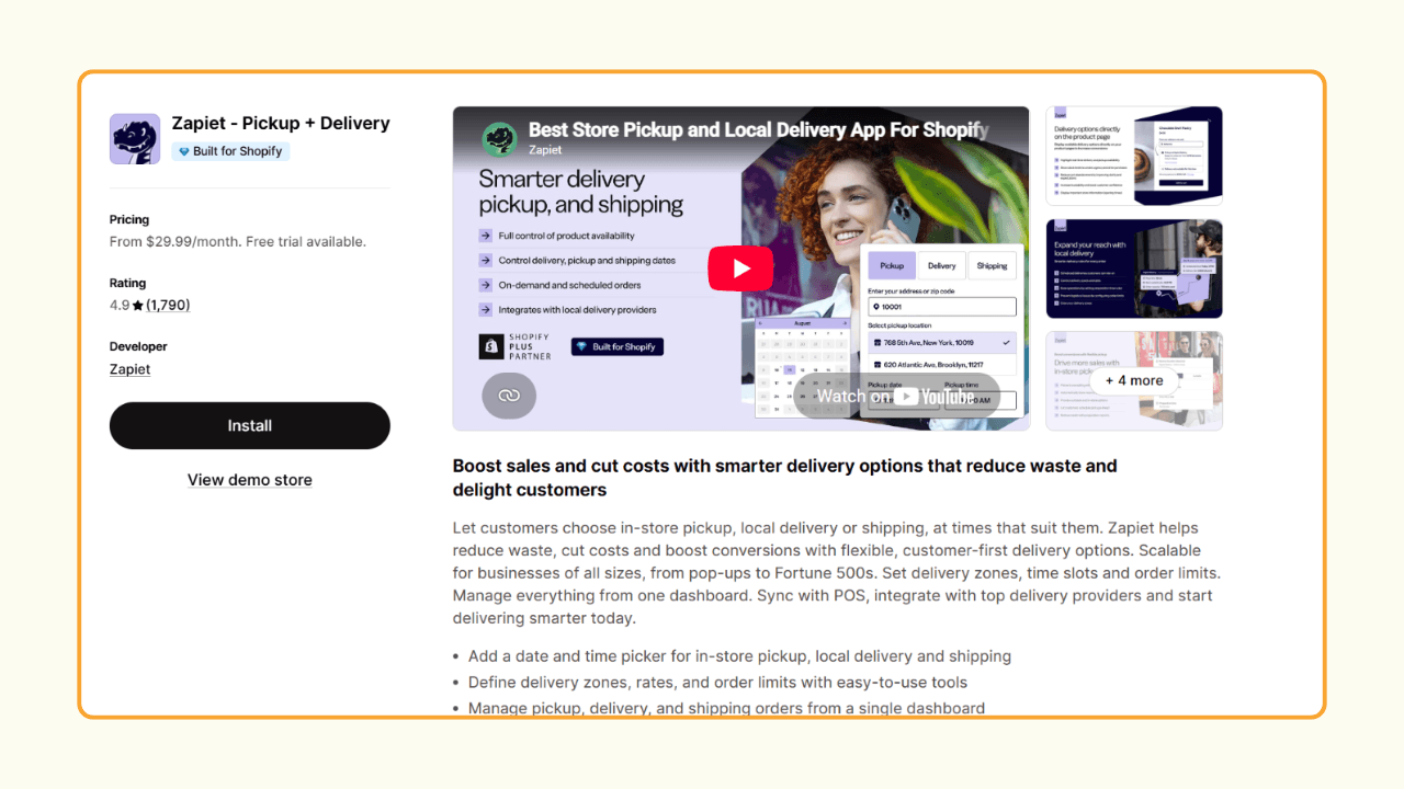Best Shopify local delivery app - Zapiet