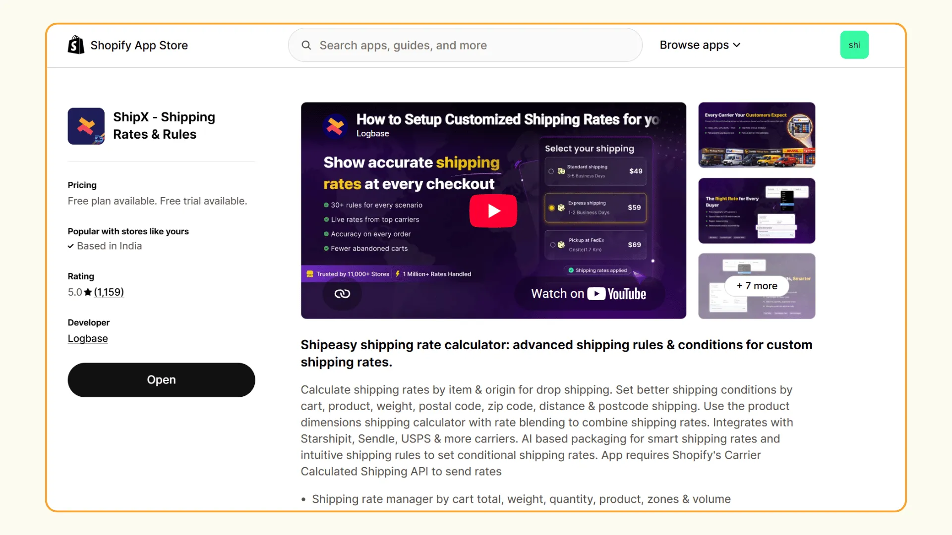 ShipX - Combined Shipping Rate Shopify