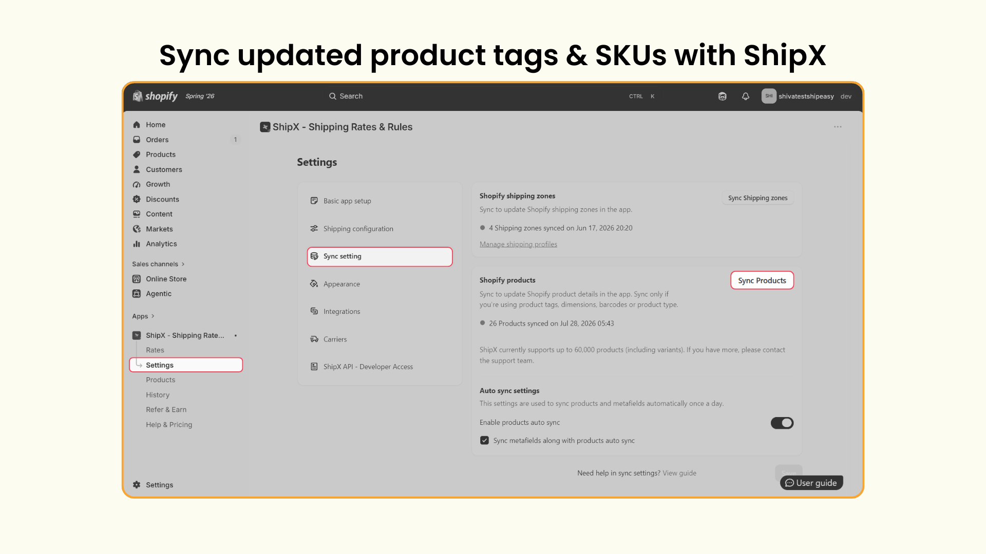Sync updated products - Shopify Combined Shipping Rates