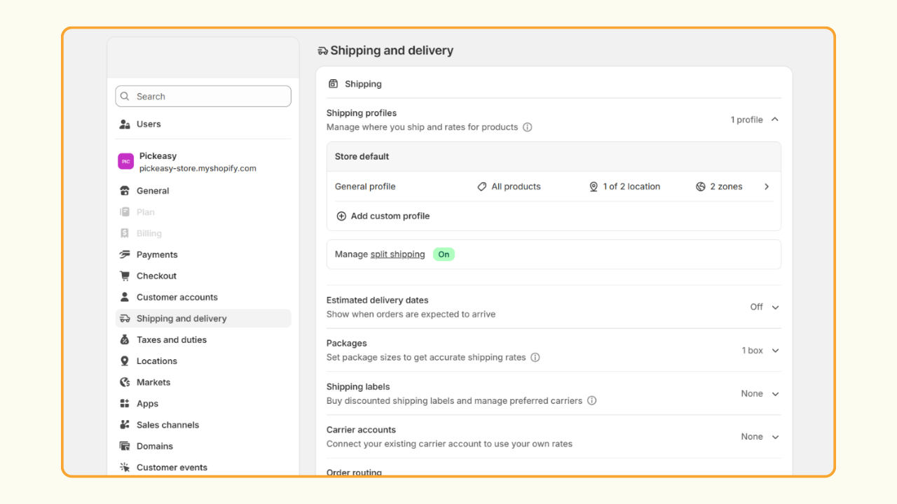 Set up Shopify local delivery - Go to shipping and delivery