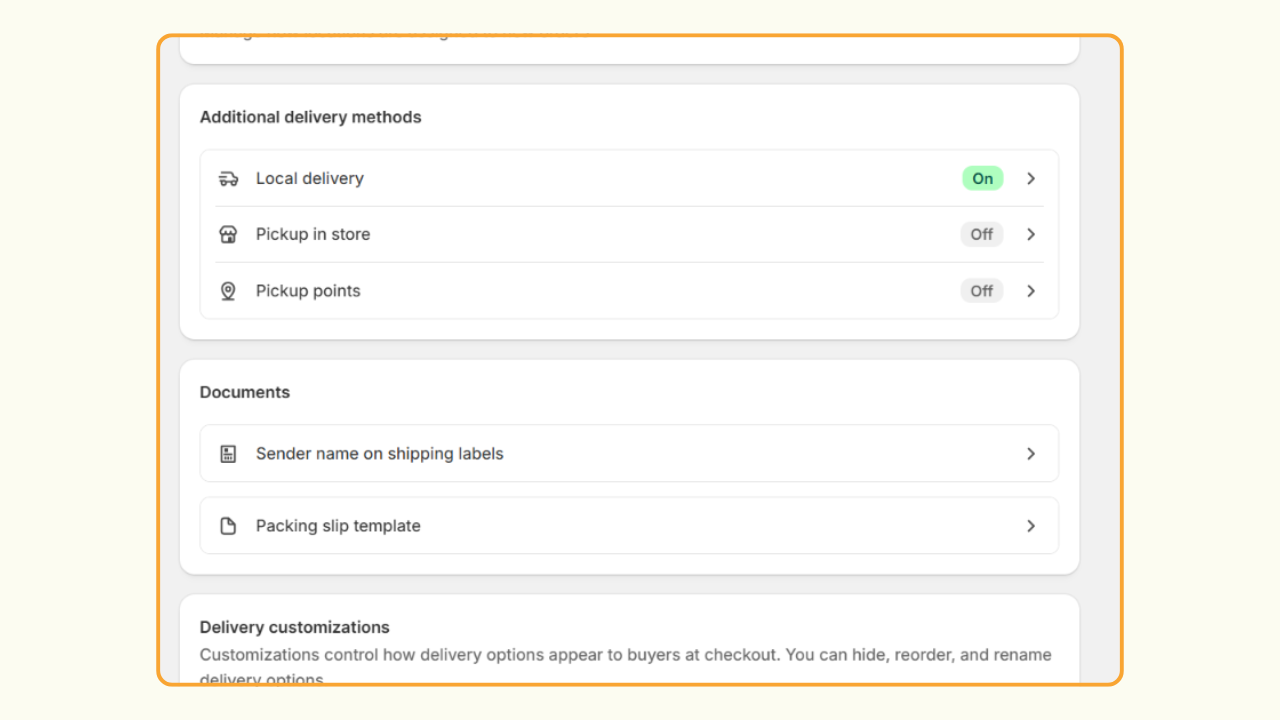 Set up Shopify local delivery - local delivery