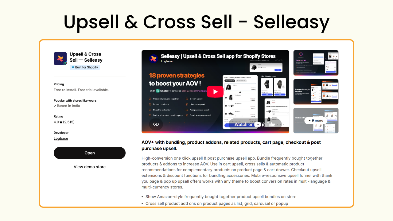 Upsell and cross-sell: Selleasy