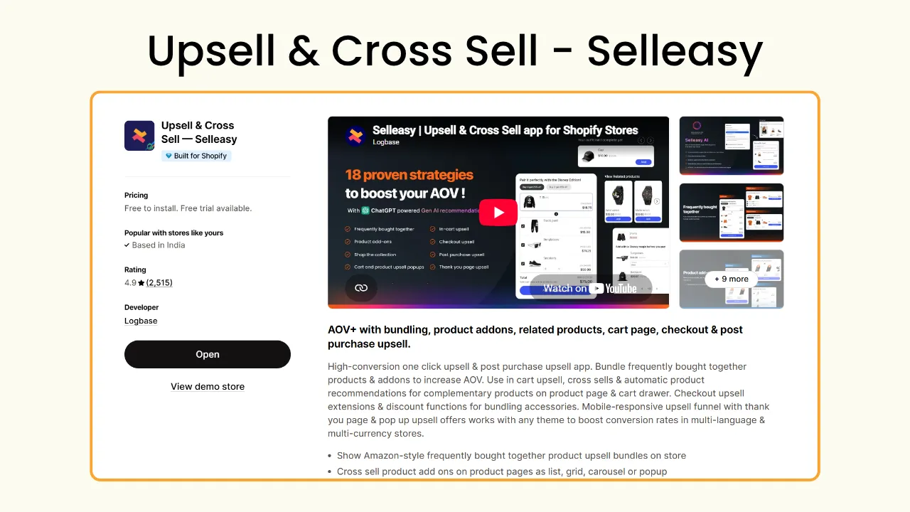 Upsell and cross-sell: Selleasy