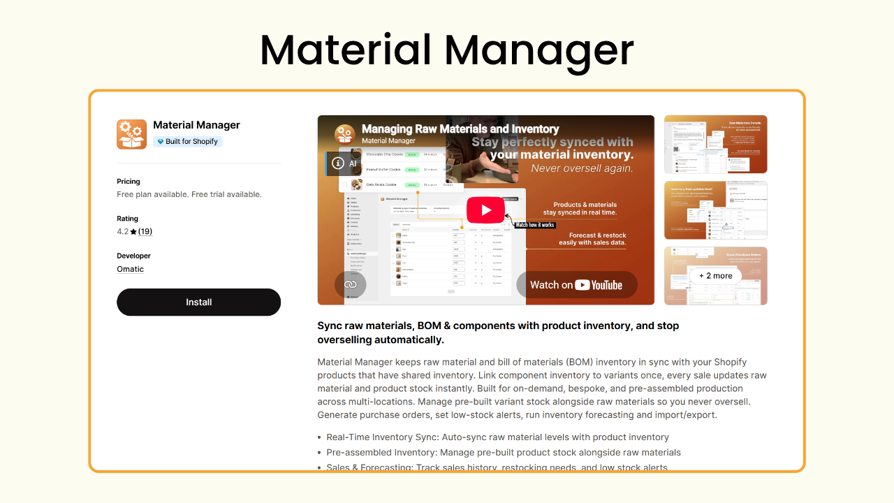 Inventory tracking: Material Manager