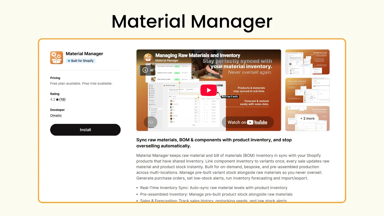 Inventory tracking: Material Manager