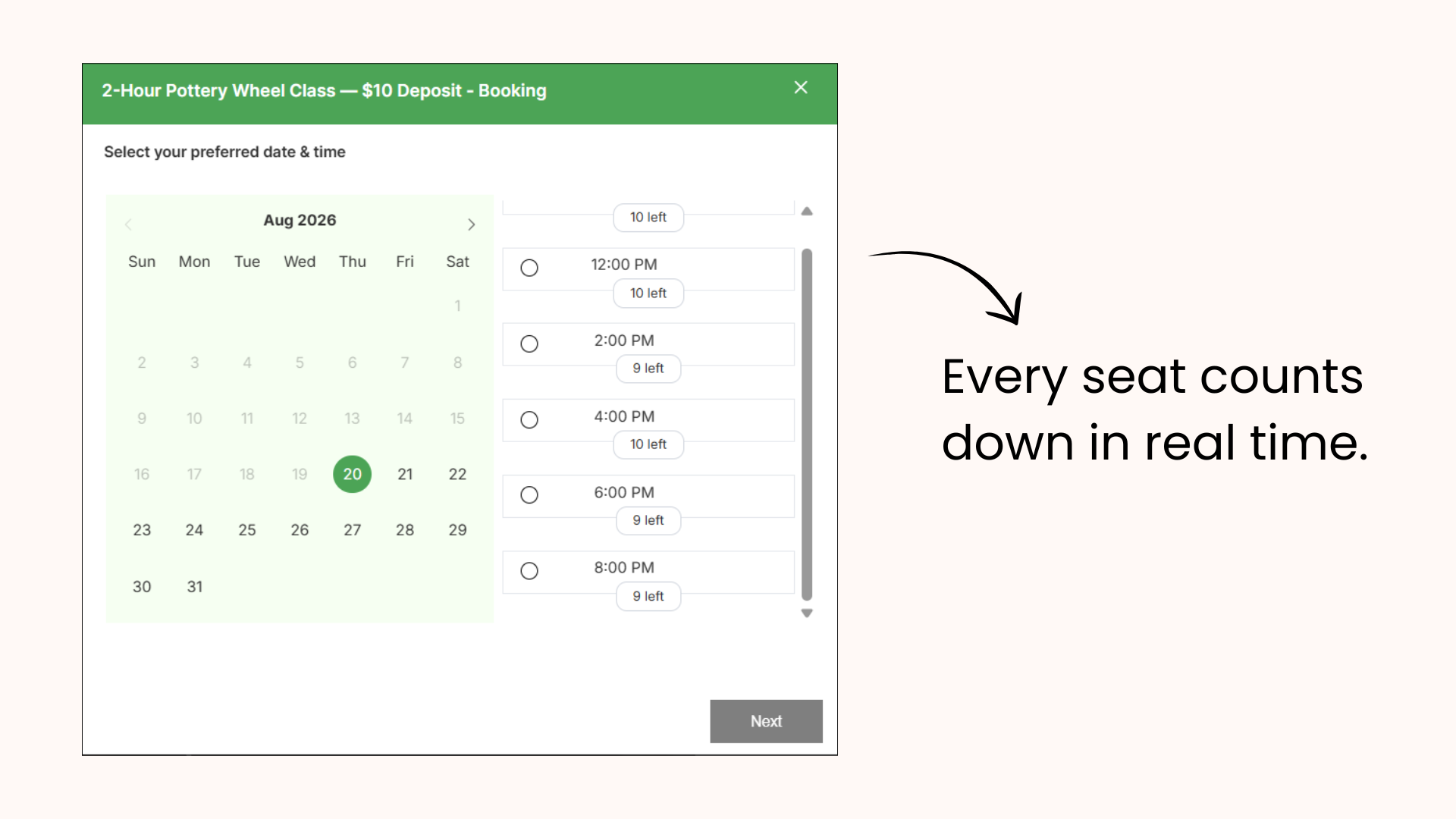 BookX solving capacity per slot in booking