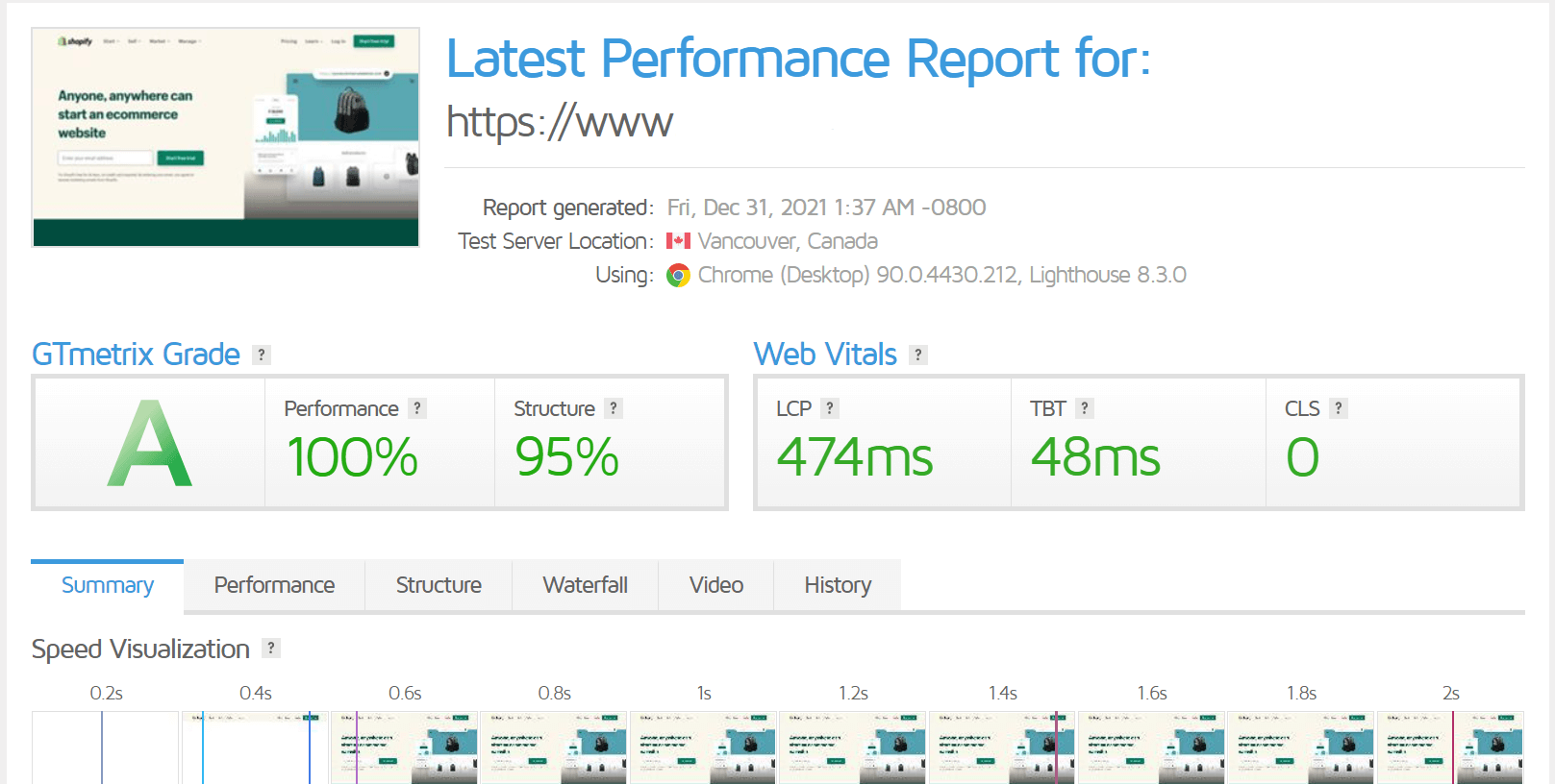 GTMetrix Speed Test