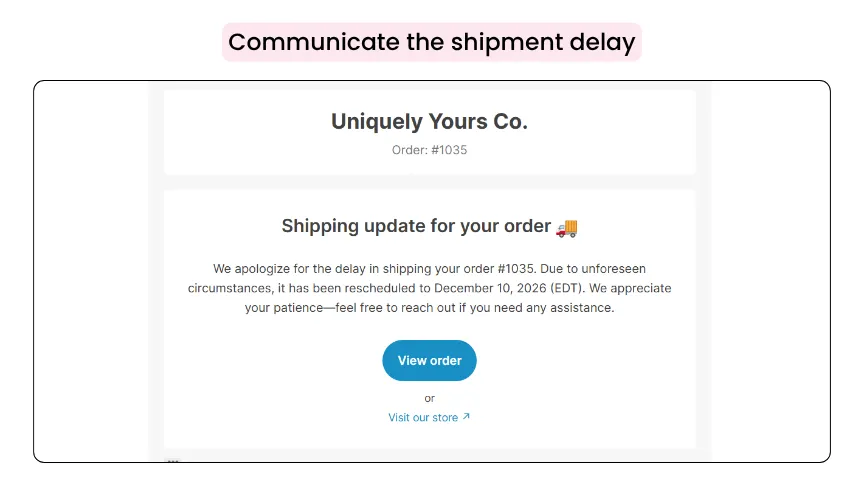 Shipping update
