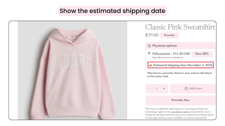 Preorder shipping date