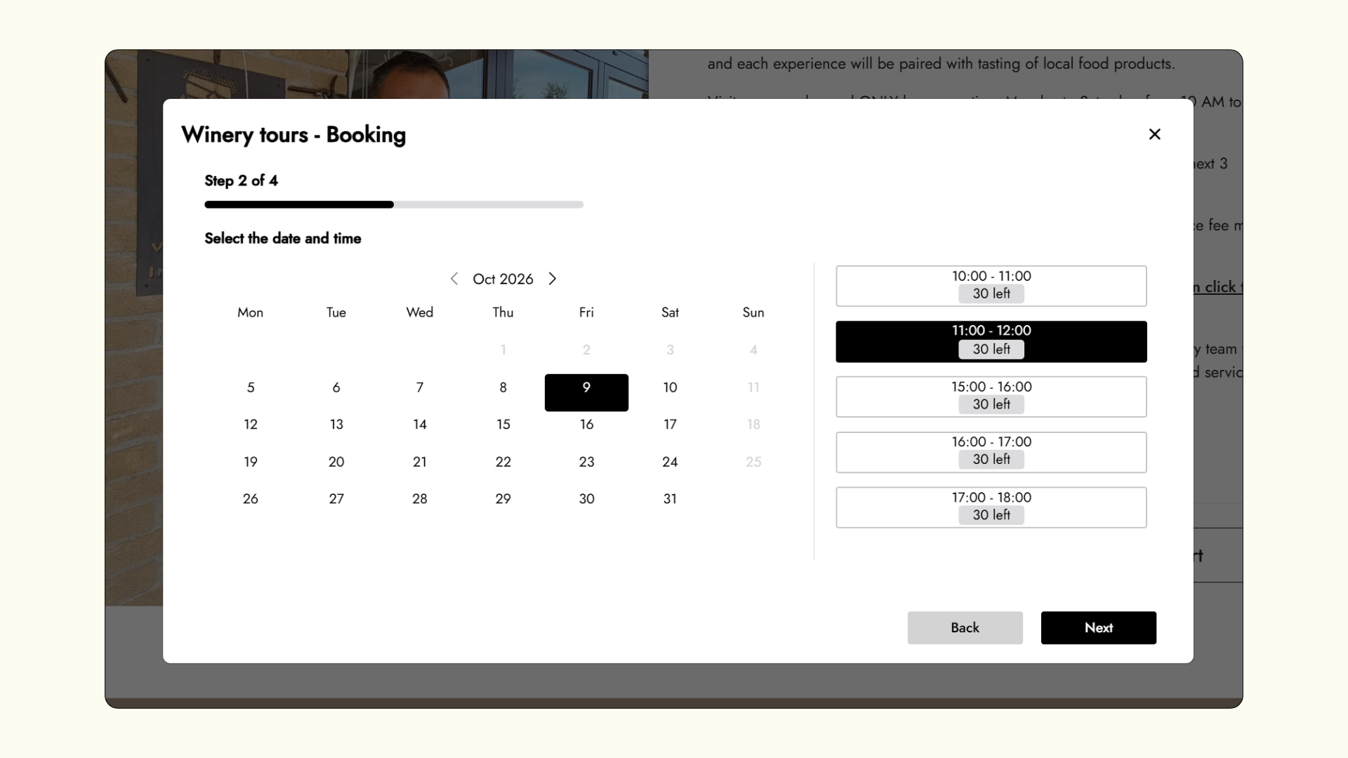 Wine Tasting Bookings on Shopify