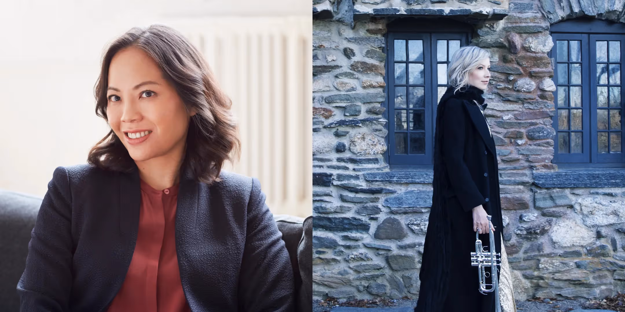 Side-by-side headshots of composer, Vivian Fung, and trumpeter Mary Elizabeth Bowden