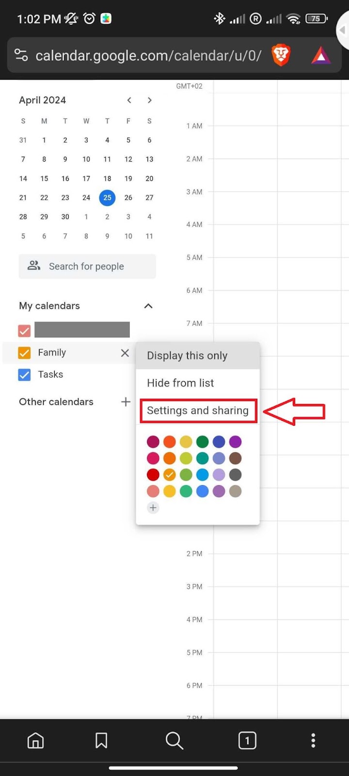 How to share calendar from mobile on Google Calendar