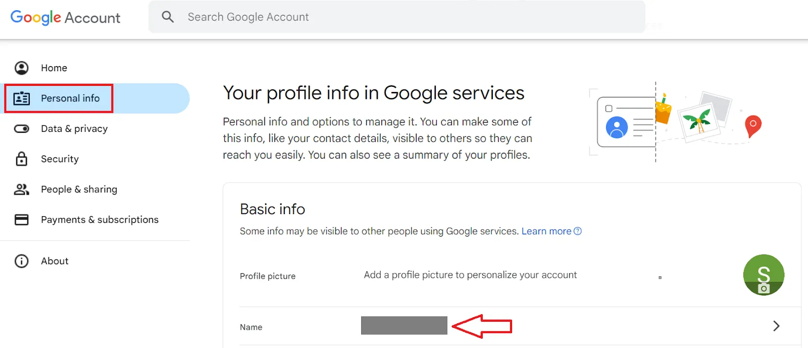 Edit Personal Info on Google Account