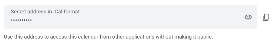 Secret address in Google Calendar