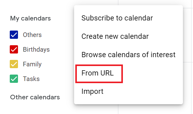 Add Outlook calendar to Google Calendar from URL