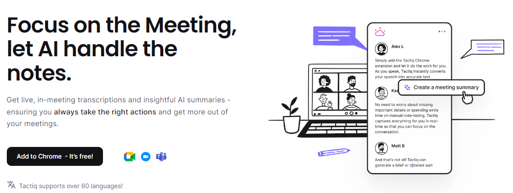 Enjoy your Google Meet meetings with Tactiq