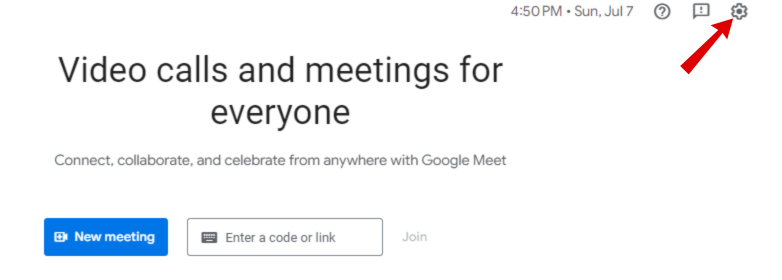 Open Google Meet settings