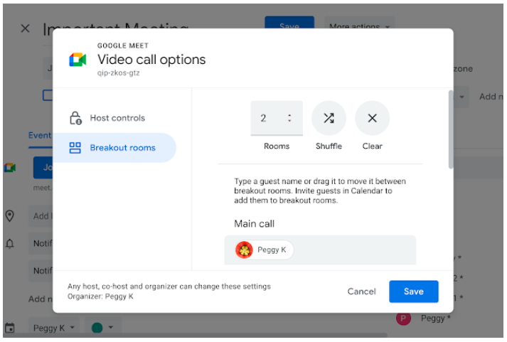 Configure breakout rooms depending on the setup of your meeting