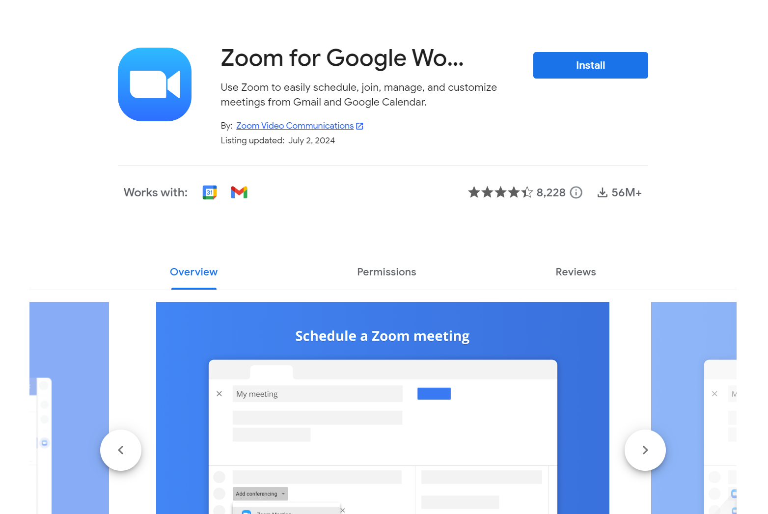 Zoom for Google Workspace Add-on for Google Calendar