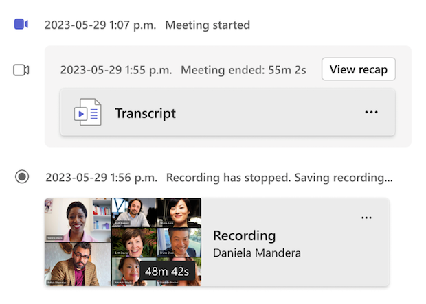 View Recap on MS Teams