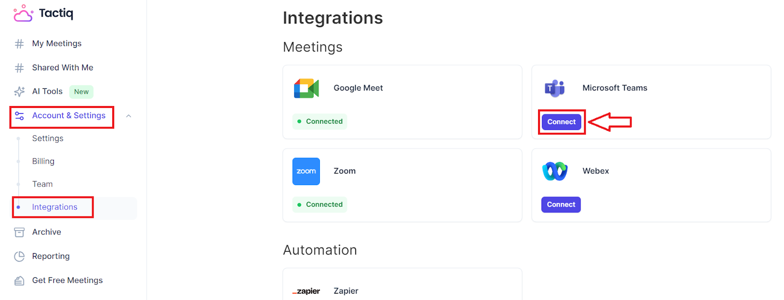 Tactiq Integrations