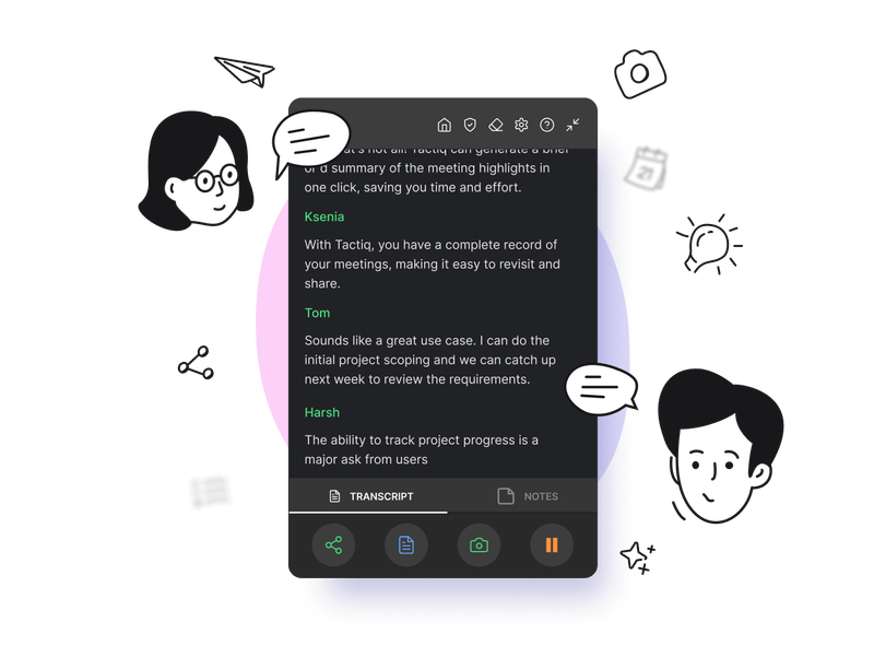 Tactiq Takes Notes during the Meeting