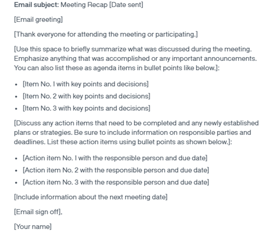 Meeting Recap Template Example 1