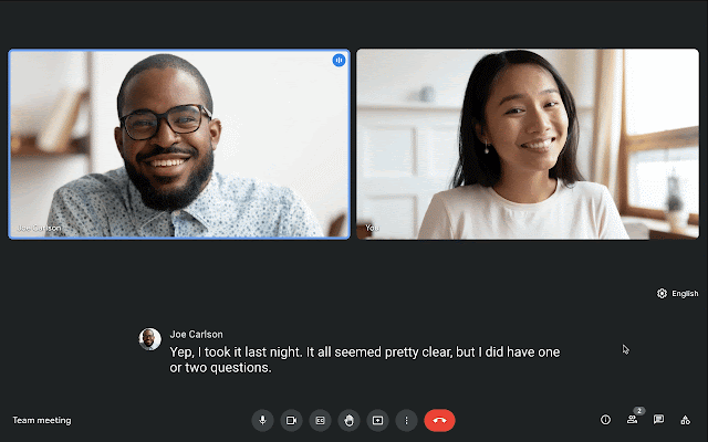 An Example of Duet AI's Google Meet Translates Caption Feature