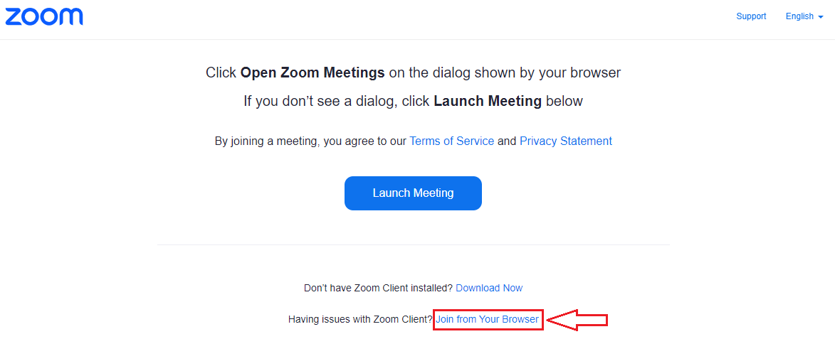 Zoom Join From Your Browser