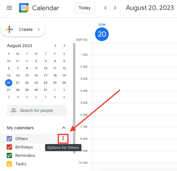 Share Google Calendar link to Notion