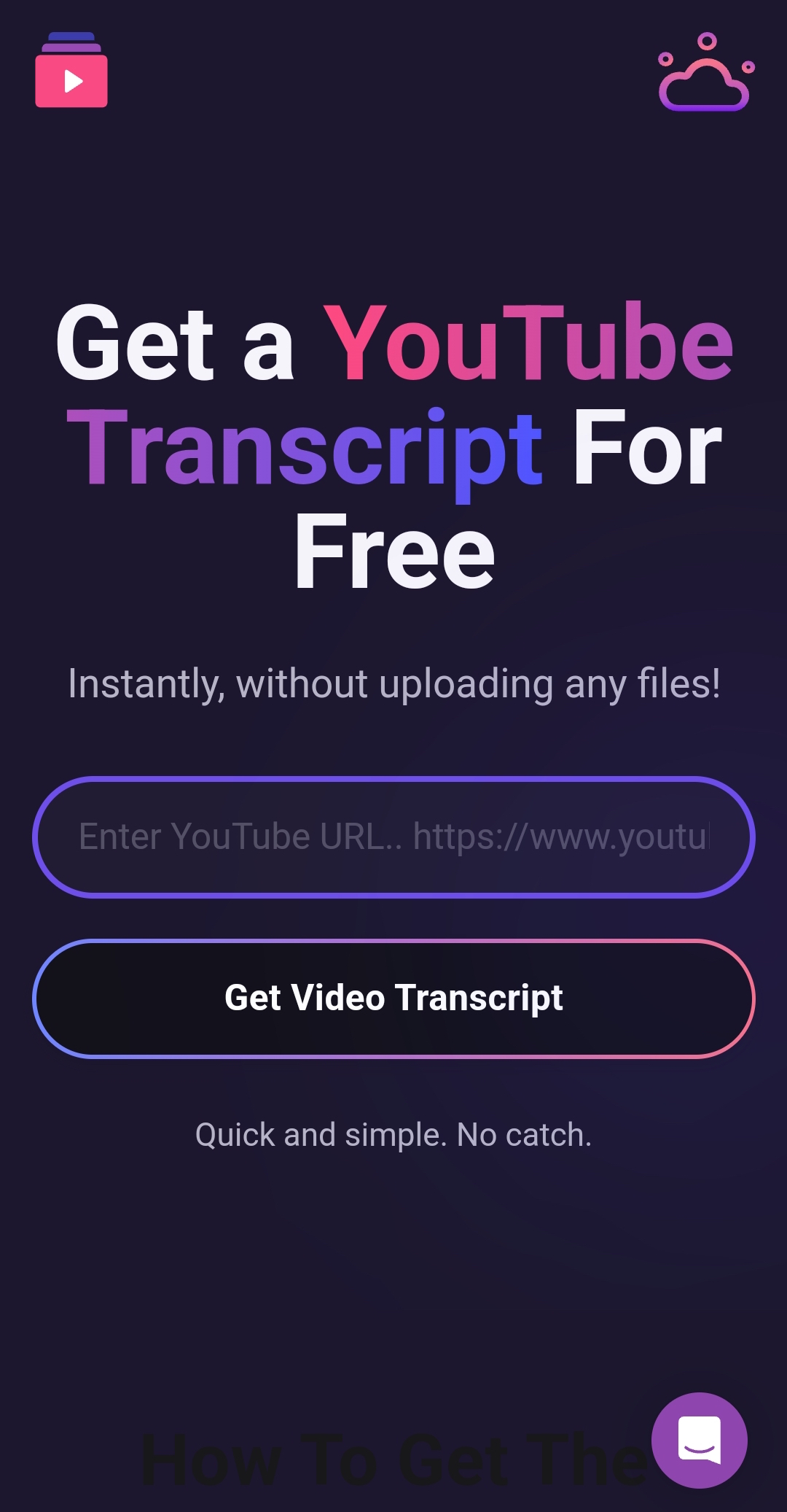 Generate a YouTube transcript mobile