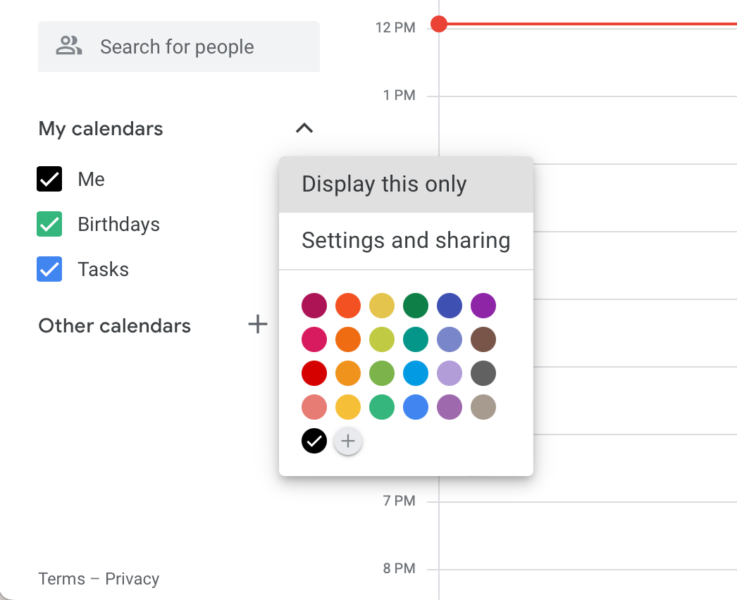 Select a Color in Google Calendar