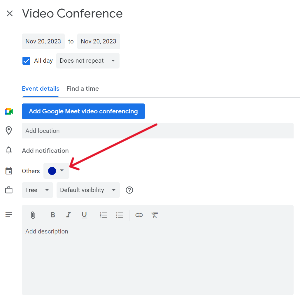 Change Event Color on Google Calendar